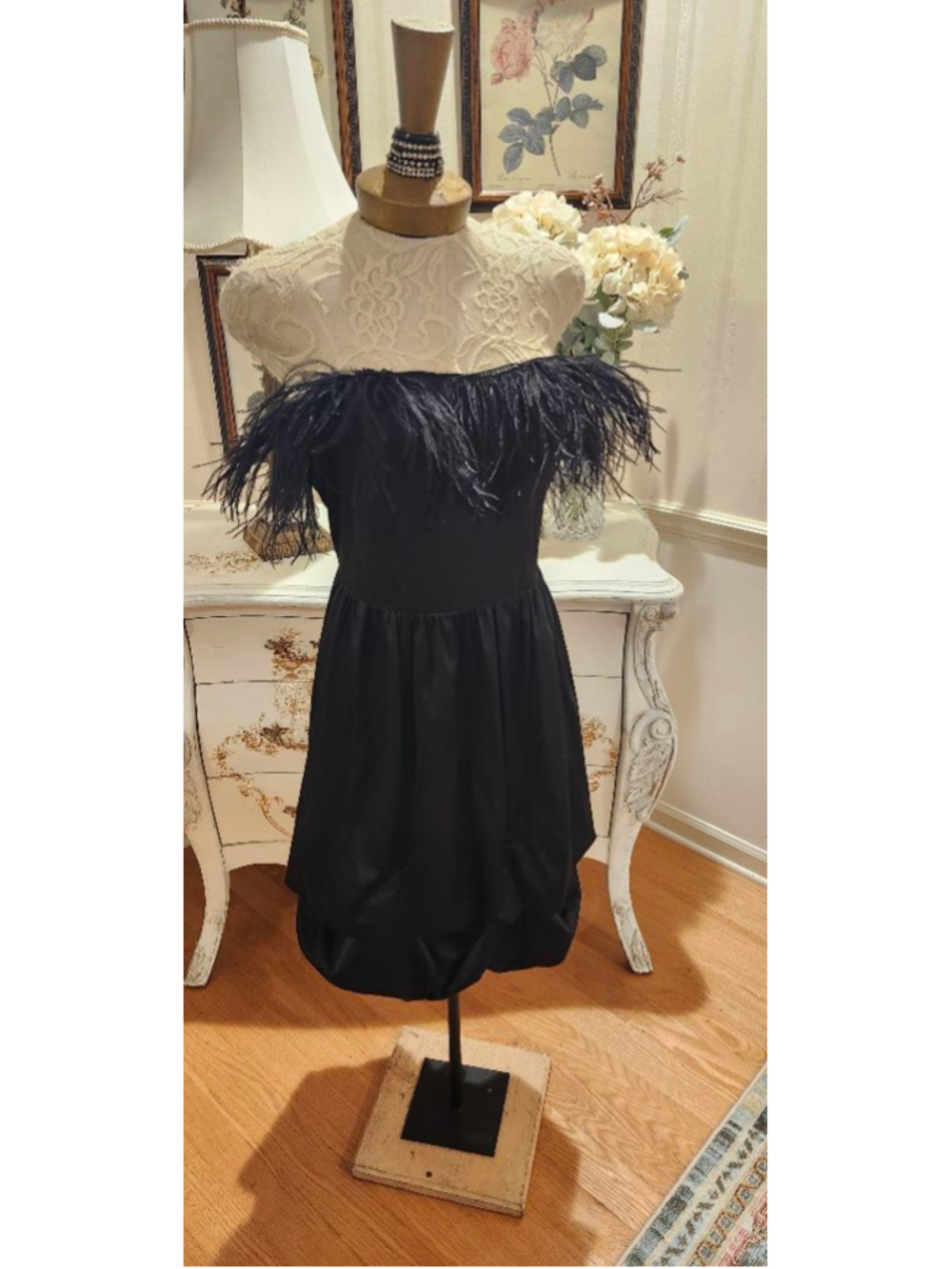 Women's Ruby Rox Black Feather Fantasy Strapless Dress 20